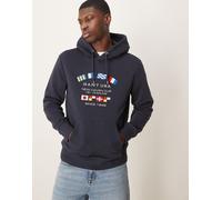 GANT - USA - Felpa con cappuccio blu navy con logo e bandiere 46