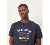 GANT - USA - T-shirt blu navy con stampa del logo e di bandiere 52