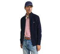 GANT Zipped Textured Cotton Cardigan Maglione, Blu-Evening Blue, XXL Uomo