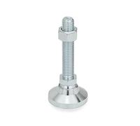 Ganter Norm elementi | da piedi/piedini di livellamento con uso generico - GN 343.2 | Piede diametro: 50 mm | in acciaio zincato, Blu passivato | 1 pezzi, argento, GN 343.2-50-M10-80-OS