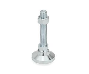 Ganter Norm elementi | da piedi/piedini di livellamento con uso generico - GN 343.2 | Piede diametro: 60 mm | in acciaio zincato, Blu passivato | 1 pezzi, argento, GN 343.2-60-M24-98-OS