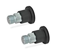 Ganter Norm elementi | Rast Bulloni L versione piccola - GN 822.6 | Forma C: con resto Blocco | Acciaio zincato passivato, Blu, nero, GN 822.6-4-M8X1-C