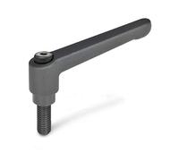 Ganter Norm elementi Regolabile Leva di bloccaggio con filettatura GN 300 manico lunghezza: 78 mm vite in acciaio brunito manico di zinco pressofuso NERO, GN 300-78-M10-40-SW