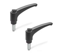 Ganter Normelemente | 2 leve di serraggio in plastica, vite in acciaio | GN 603-78-M8-20-DSG | filettatura M8 x 20