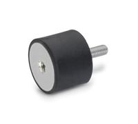 Ganter Normelemente 451-50-40-M10-ES-55 Tampone in gomma GN 451 | 1 pezzo, Nero, d1: 50 h1: 40 d2: M10x28