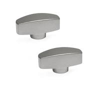 Ganter Normelemente GN 434-26-M6-MT 434-26-M6-MT-Dadi ad ala in acciaio inox, Argento, d1: 26 d2: M6, Set di 2 Pezzi