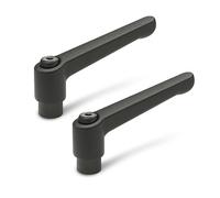 Ganter Normelemente - Leva di bloccaggio regolabile con filettatura femmina - GN 300, Jack in acciaio brunito, manico di zinco pressofuso nero, rivestito in plastica, Nero, GN 300-30-M6-SW