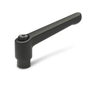 Ganter Normelemente - Leva di bloccaggio regolabile con filettatura femmina - GN 300, Jack in acciaio brunito, manico di zinco pressofuso nero, rivestito in plastica, Nero, GN 300-78-M10-SW