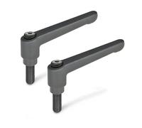 Ganter Normelemente | Leva di serraggio regolabile con boccola filettata - GN 300-22-M4-20-SW | vite in acciaio brunito M4x20 | manico zinco pressofuso nero, rivestito in plastica | 2 pezzi