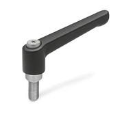 Ganter Normelemente | Leva di serraggio regolabile con presa filettata - GN 300.1-22-M4-20-SW | vite in acciaio inox M4 x 20 | manico zinco pressofuso nero, rivestito in plastica | 1 pezzo