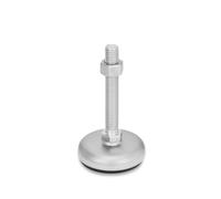 Ganter Normelemente | Piedini in acciaio inox | con cuscinetto in gomma, nero, mandrino M8 x 40 | base 50 mm | GN 31-50-M8-40-B1-SK