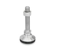 Ganter Normelemente | Piedino articolato, base per mobili, in acciaio inox | GN 343.6-40-M10-50-KR | tappo in plastica antiscivolo | filettatura M10 x 50