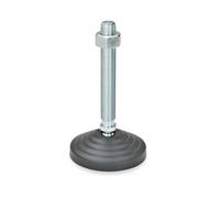 Ganter Normelemente | Piedino articolato - GN 344-80-M12-98-BG | piede in plastica termoplastica | mandrino regolabile in acciaio | D: 80, M12 x 98