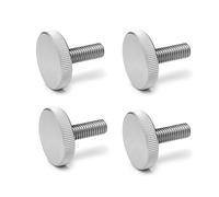 Ganter Normelemente | Viti a testa zigrinata piatte | Viti a testa zigrinata (forma bassa) | DIN 653-M4-16-NI | 4 pezzi | acciaio inossidabile | Filettatura: M4 x 16