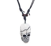 GANYKQ Collana con ciondolo a forma di teschio, regolabile, in corda cerata, stile punk, con ciondolo a forma di scheletro, catenina, Resina, Nessuna pietra preziosa