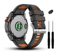 GANYUU 20 mm compatibile con cinturino Garmin Fenix 7S 7S Pro 6S 6S Pro 5S 5S Plus, cinturini in morbido silicone per smartwatch Approach S70 42mm/Instinct 2S/Descent Mk2s(Black/Orange)