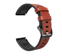GANYUU 22/26mm Quickfit Smart Watch Strap Per Garmin Fenix 7 7X 6 6X Pro 5X 5 Plus 3HR 935 945 Cinturino in vera pelle Silicone Wristband Correa (colore: marrone scuro, Dimensioni: 22mm larghezza)