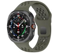 GANYUU Banda in silicone traspirante morbido per Samsung Galaxy Watch 7 Ultra 47mm Sports Loop Strap No Gaps Bracciale per Galaxy 7 Ultra 47mm(Dark green)
