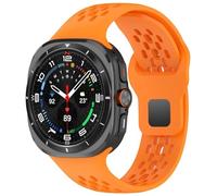 GANYUU Banda in silicone traspirante morbido per Samsung Galaxy Watch 7 Ultra 47mm Sports Loop Strap No Gaps Bracciale per Galaxy 7 Ultra 47mm(Orange)