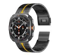 GANYUU Bracciale da uomo in acciaio inossidabile per Samsung Galaxy Watch Ultra 47mm Nessun cinturino di ricambio in metallo senza spazi per cinturini Samsung Watch Ultra 47MM(Black Gold)
