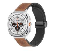 GANYUU Bracciale in pelle di silicone per Samsung Galaxy Watch Ultra 47mm Cinturino sportivo con cinturino magnetico per orologio ULTRA7 47mm NO Gaps Cinturini(White Black)