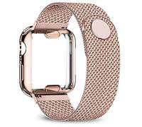 GANYUU Cassa+cinturino per cinturino 40 mm 44 mm 38 mm 42 mm cassa placcata + cinturino in metallo cinturino in acciaio inox per i-watch serie 7 6 5 4 3 2 se (colore: oro rosa, dimensioni: 42-44 mm)