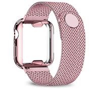 GANYUU Cassa+cinturino per cinturino 40 mm 44 mm 38 mm 42 mm cassa placcata + cinturino in metallo cinturino in acciaio inox per i-watch serie 7 6 5 4 3 2 se (colore: oro rosa, dimensioni: 38-40 mm)