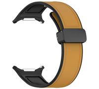 GANYUU Cinghia in silicone in pelle per Samsung Watch 7 Ultra Band Magnetic Buckle Sport Soft Loop Watch Band per Galaxy Watch 7 47 mm Canda(Yellow)