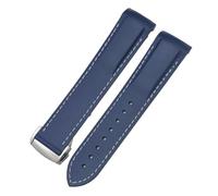 GANYUU Cinturini in gomma 19mm 20mm 21mm 22mm per cinturino orologio sportivo impermeabile Omega Seamaster Planet Ocean(Blue white,22mm)