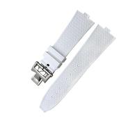 GANYUU Cinturini in gomma Fluoros a sgancio rapido 24x7mm per cinturino per orologio con fibbia a vite Vacheron Constantin VC Overseas(White)