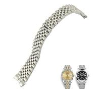 GANYUU Cinturino in acciaio inossidabile 316L da 20 mm per orologio Rolex Datejust da 36 mm 116233 116234 argento dorato cinturino in metallo massiccio (colore: argento, dimensioni: 20 mm per RLX)