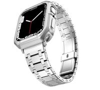 GANYUU Cinturino in acciaio inossidabile per Apple Watch Ultra band 49mm 38/40/41mm 42/44/45mm S10 42MM 46MM Bracciale per s 10 9 8 7 Se 6 5 4 Se Cinturini per orologi(Silver and case,38mm)