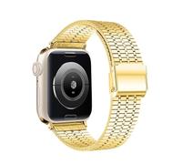 GANYUU Cinturino in acciaio inossidabile per cinturino Apple Watch Ultra 2 49mm 44mm 45mm 41mm 42mm 40mm S10 46mm 42mm Bracciale in metallo per cinturini Iwatch serie 10 9 8 7 6 SE 5 4 cinturini(Gold,