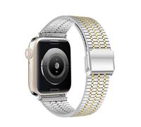 GANYUU Cinturino in acciaio inossidabile per cinturino Apple Watch Ultra 2 49mm 44mm 45mm 41mm 42mm 40mm S10 46mm 42mm Bracciale in metallo per cinturini Iwatch serie 10 9 8 7 6 SE 5 4 cinturini(Silve