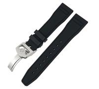 GANYUU Cinturino in fluorogomma da 20 mm, 21 mm, 22 mm, per IWC IW3881 IW3777, cinturino di ricambio morbido in fluorogomma(E,21mm Black buckle)