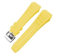 GANYUU Cinturino in gomma 20 mm 25 mm per Richard Spring Bar Silicone Mille Sport Watch Strap Morbido Impermeabile Wristband (colore: Giallo fibbia piegata, Dimensioni: 20 mm)