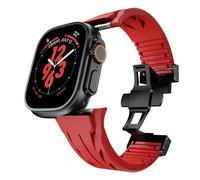 GANYUU Cinturino in gomma fluorurata per Apple Watch Ultra 2 49mm S10 46MM 45mm 44MM 42mm Cinturino per Iwatch Serie 6 5 4 Se 9 8 7 Cinturini per orologi in gomma fluorurata ultra tagliati su misura(B