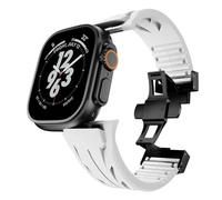 GANYUU Cinturino in gomma fluorurata per Apple Watch Ultra 2 49mm S10 46MM 45mm 44MM 42mm Cinturino per Iwatch Serie 6 5 4 Se 9 8 7 Cinturini per orologi in gomma fluorurata ultra tagliati su misura(B