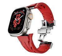 GANYUU Cinturino in gomma fluorurata per Apple Watch Ultra 2 49mm S10 46MM 45mm 44MM 42mm Cinturino per Iwatch Serie 6 5 4 Se 9 8 7 Cinturini per orologi in gomma fluorurata ultra tagliati su misura(S