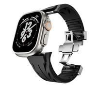 GANYUU Cinturino in gomma fluorurata per Apple Watch Ultra 2 49mm S10 46MM 45mm 44MM 42mm Cinturino per Iwatch Serie 6 5 4 Se 9 8 7 Cinturini per orologi in gomma fluorurata ultra tagliati su misura(S