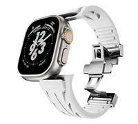 GANYUU Cinturino in gomma fluorurata per Apple Watch Ultra 2 49mm S10 46MM 45mm 44MM 42mm Cinturino per Iwatch Serie 6 5 4 Se 9 8 7 Cinturini per orologi in gomma fluorurata ultra tagliati su misura(S