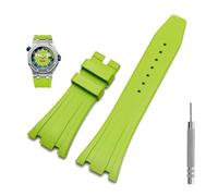GANYUU Cinturino in gomma per orologio da 27 mm per AP 15703 26470SO Royal Oak Offshore, cinturino sportivo da uomo(Light greenNo buckle,27mm)