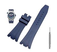 GANYUU Cinturino in gomma per orologio da 27 mm per AP 15703 26470SO Royal Oak Offshore, cinturino sportivo da uomo(Blue No buckle,27mm)