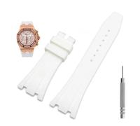 GANYUU Cinturino in gomma per orologio da 27 mm per AP 15703 26470SO Royal Oak Offshore, cinturino sportivo da uomo(White No buckle,27mm)