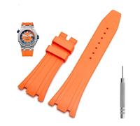 GANYUU Cinturino in gomma per orologio da 27 mm per AP 15703 26470SO Royal Oak Offshore, cinturino sportivo da uomo(Orange No buckle,28mm)