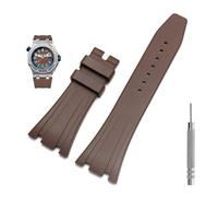 GANYUU Cinturino in gomma per orologio da 27 mm per AP 15703 26470SO Royal Oak Offshore, cinturino sportivo da uomo(Brown No buckle,28mm)