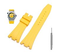GANYUU Cinturino in gomma per orologio da 27 mm per AP 15703 26470SO Royal Oak Offshore, cinturino sportivo da uomo(Yellow No buckle,27mm)