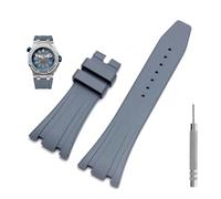 GANYUU Cinturino in gomma per orologio da 27 mm per AP 15703 26470SO Royal Oak Offshore, cinturino sportivo da uomo(Gray No buckle,28mm)