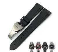 GANYUU Cinturino in gomma Silione 20mm 22mm per Tudor Black Bay 1958 GMT 41mm Pelagos Blu Arancione Nero Cinturino sportivo Strumenti regalo(Black fold,22mm)