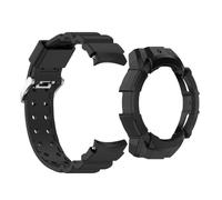 GANYUU Cinturino in silicone per Samsung Galaxy Watch 7 fit Watch7 40mm 44mm Custodia protettiva per armatura Custodia per cinturino 2 in 1(Black,Watch7 44mm)